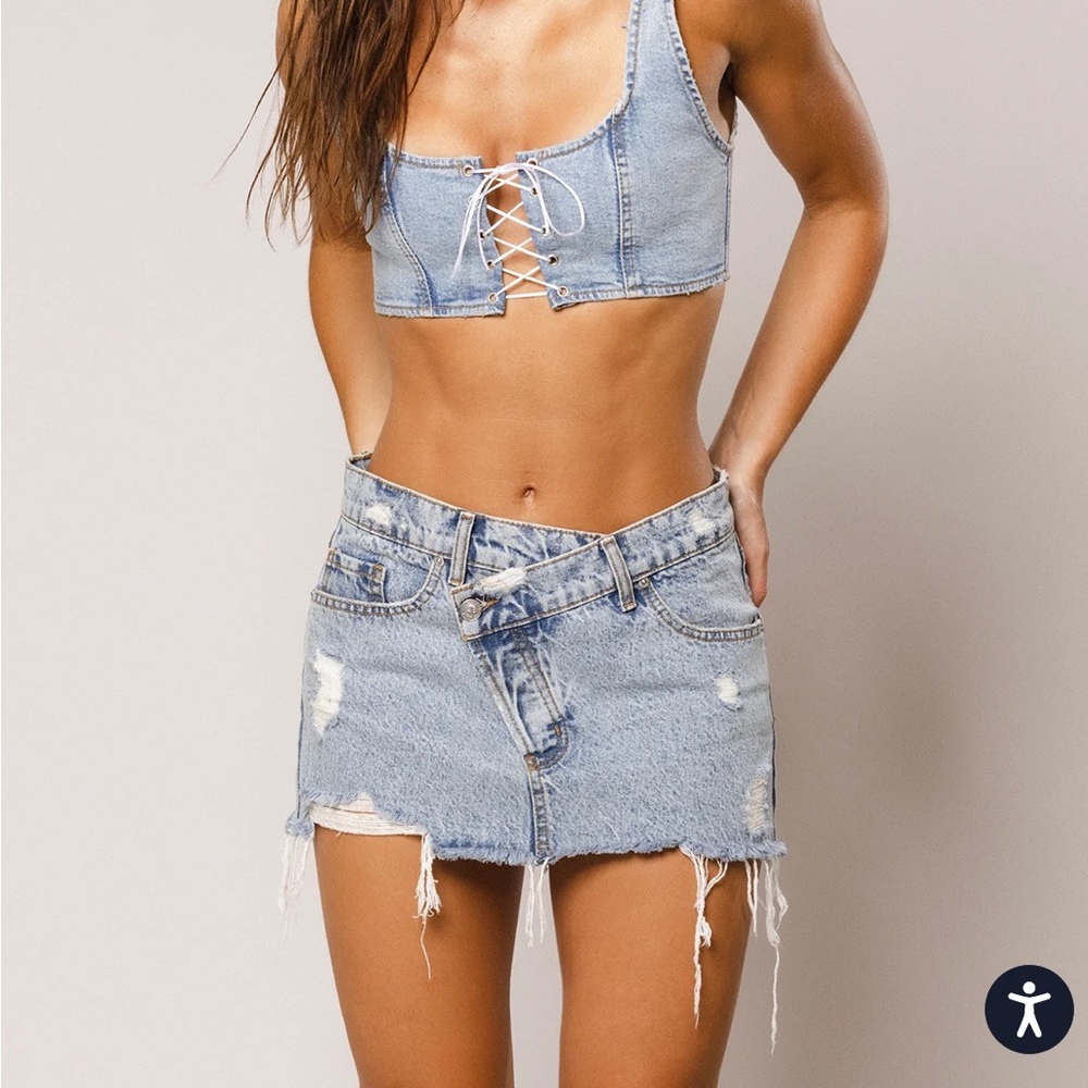 Revive Denim Mini Jean Skirt The Met Mini/Heat Wave